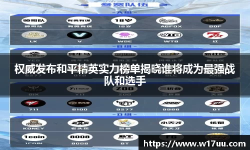 权威发布和平精英实力榜单揭晓谁将成为最强战队和选手
